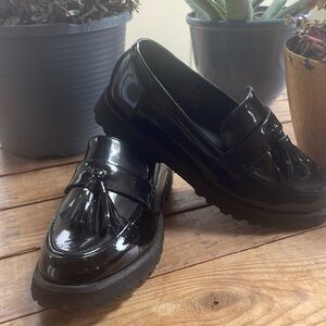 Jones New York black patent loafers.